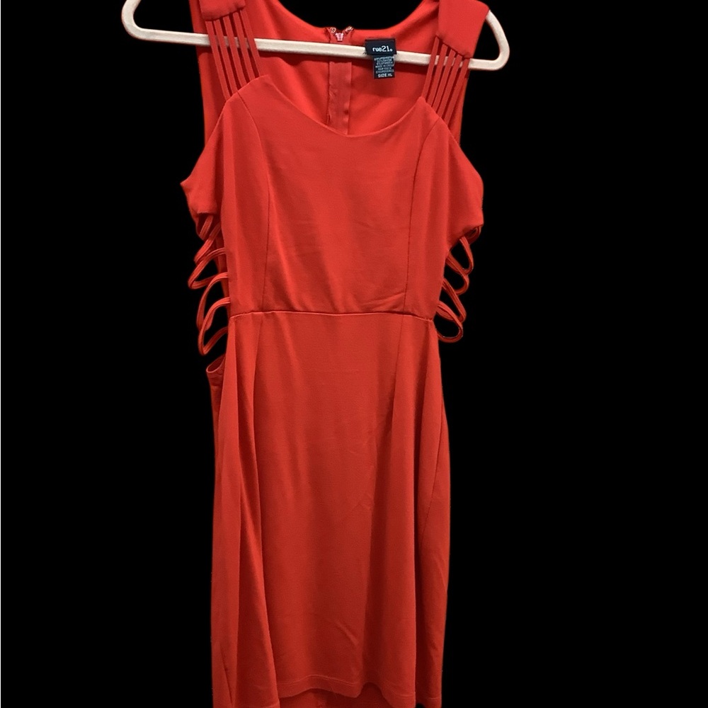 Red Sleeveless Dress with Side Cutouts
